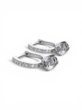 18K White Gold Plated Horseshoe Drop Dangle Earrings – Swarovski Crystal NIB